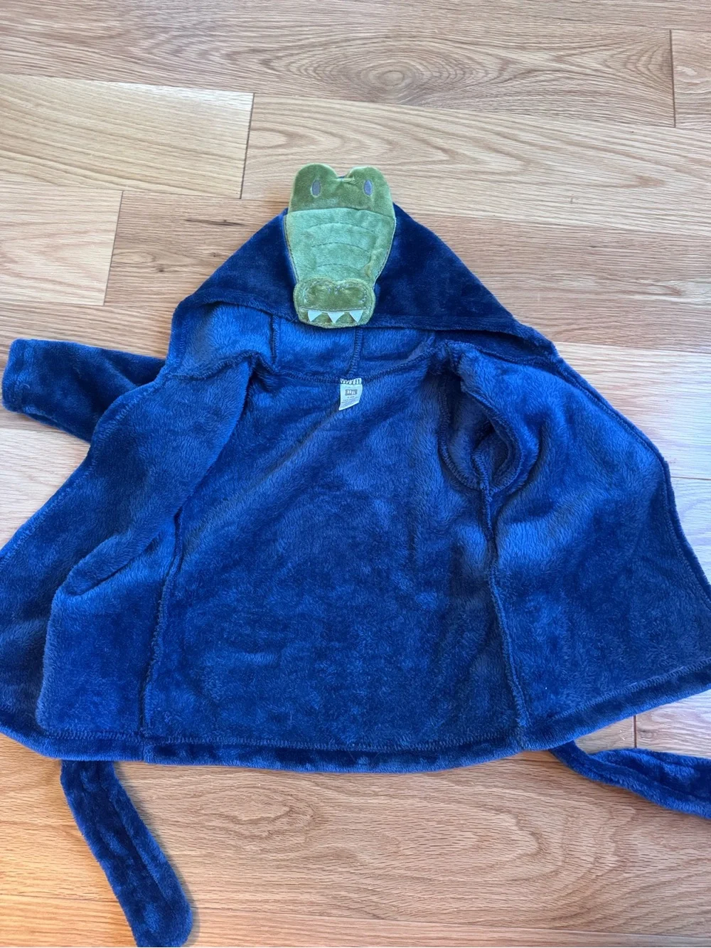 Hudson Baby Navy Plush Hooded Robe with Green Crocodile Hood